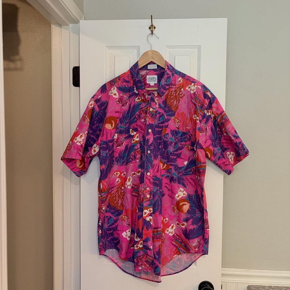 Vintage Chaps Ralph Lauren Neon Tropical Shirt Men’s Large
